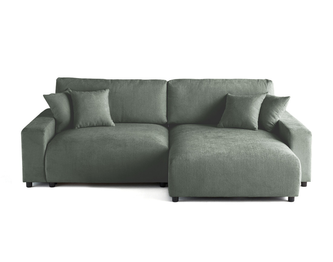 Canapé d'angle réversible 4 places convertible avec coffre en velours texturé Pivoine