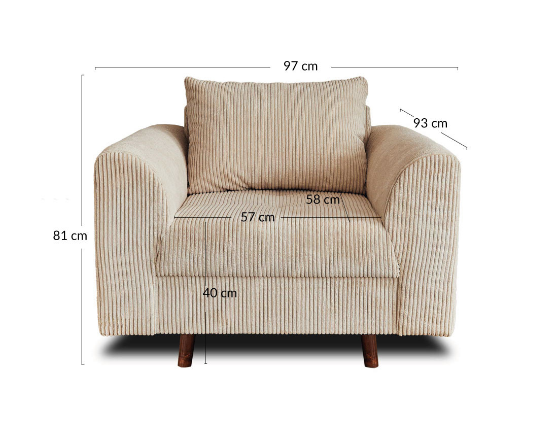 Fauteuil en velours côtelé Rune