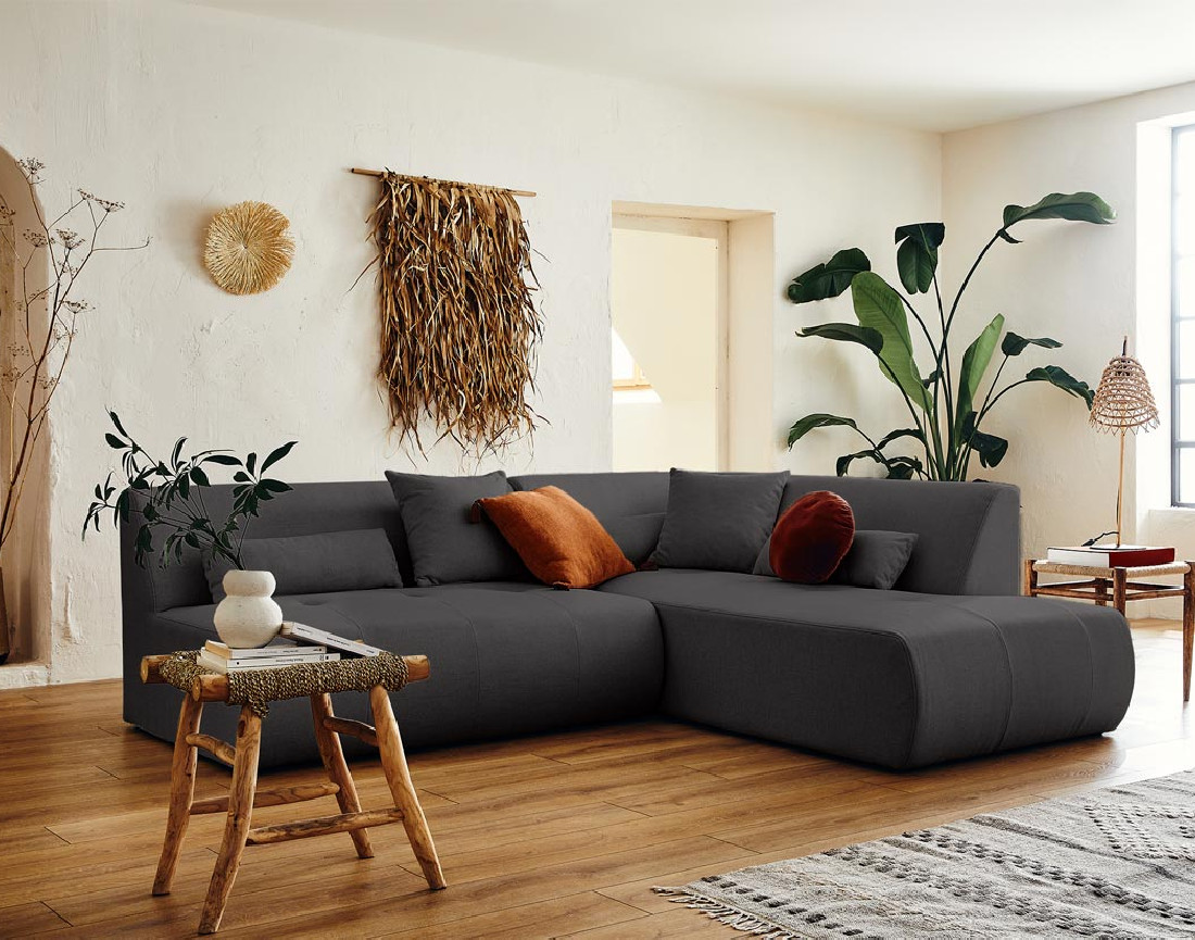 Canapé modulable d'angle droit 5 places - en tissu - Onyx