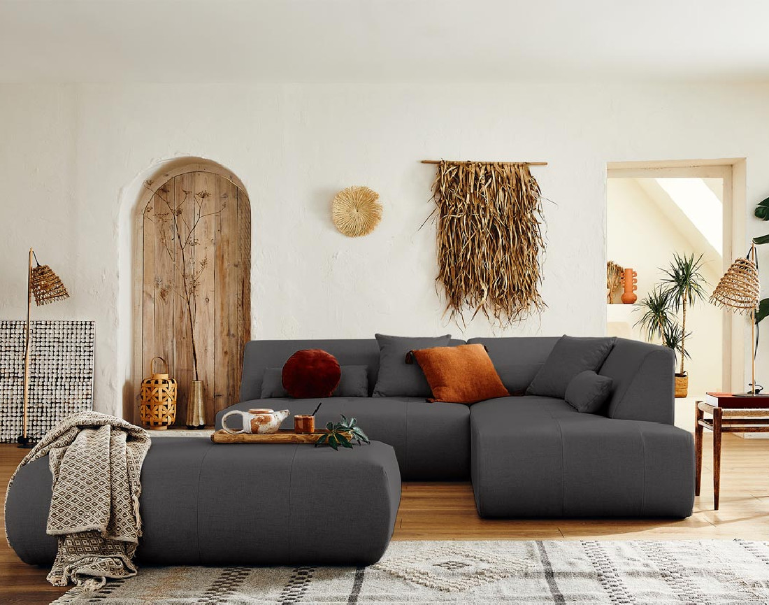 Canapé modulable d'angle droit 5 places - en tissu - Onyx