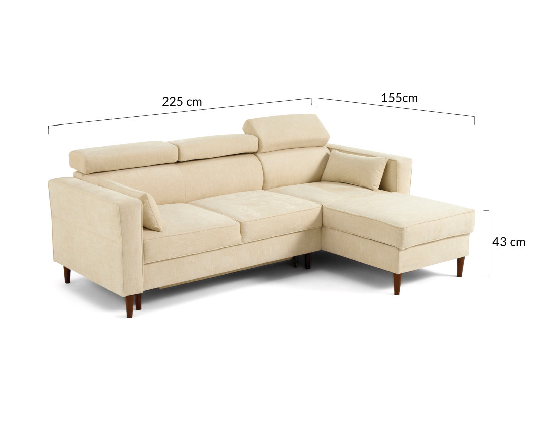 Canapé d'angle convertible avec têtières coffre 4 places Alicante