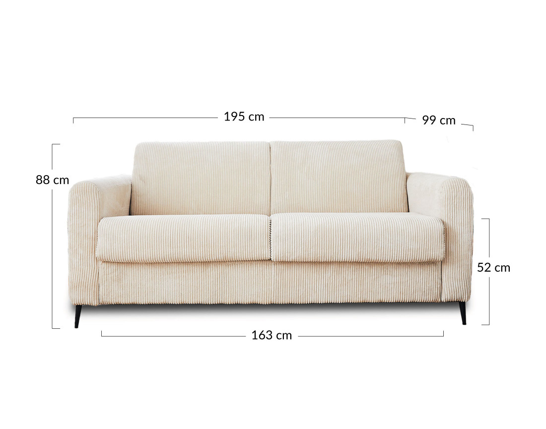 Canapé 3 places convertible express quotidien en velours côtelé Owen