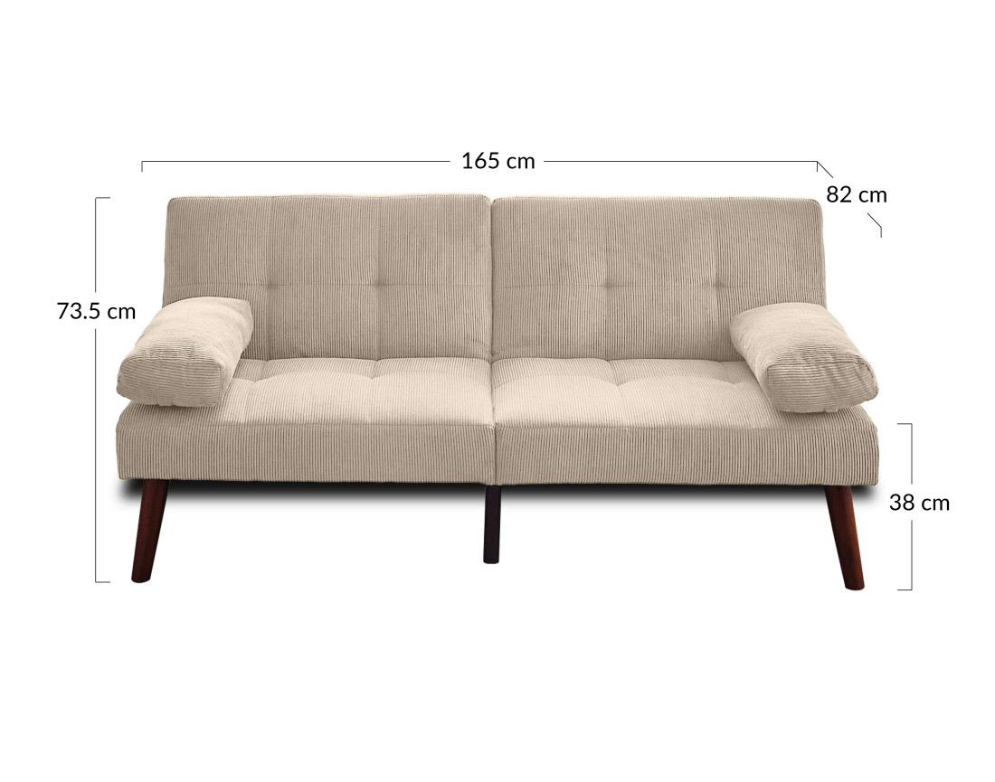 Canapé convertible clic-clac 2 places en velours côtelé Philae