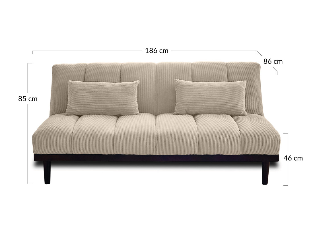 Canapé convertible clic-clac 2 places en velours côtelé Samarra