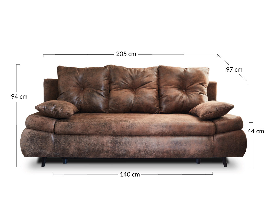 Canapé droit 3 places convertible avec coffre style industriel Larson