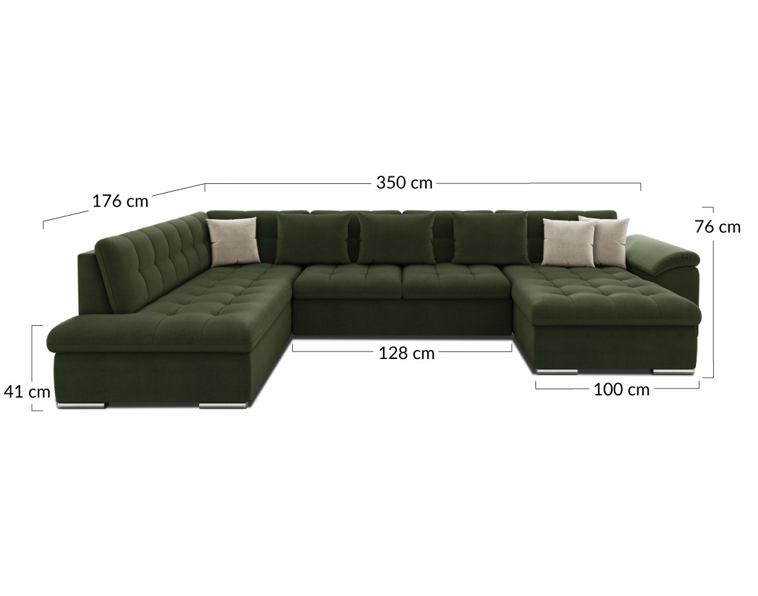 Chuck – canapé panoramique d'angle gauche convertible avec coffre au style contemporain