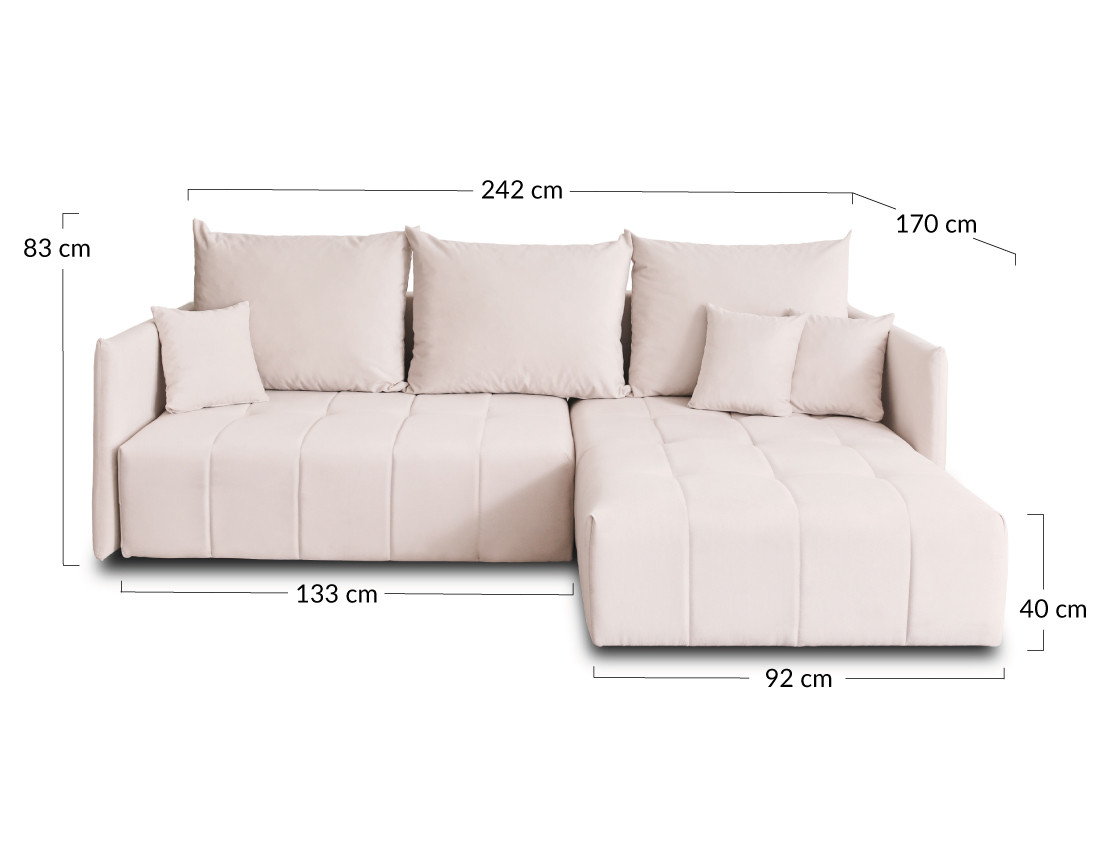 Canapé d'angle en velours - Petra - réversible convertible avec coffre - 4 places - en velours