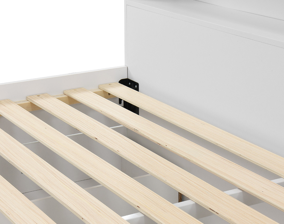 Lit avec rangements 140x190 cm sommier inclus bois Andrea