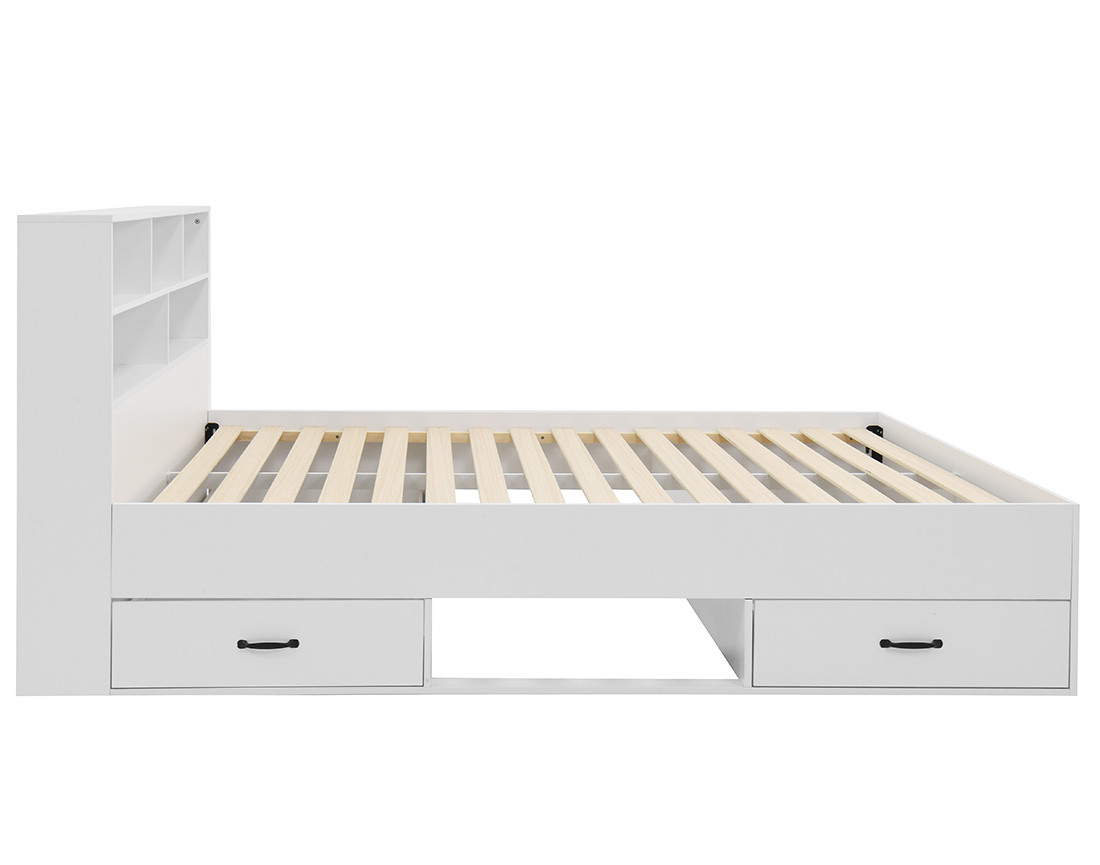 Lit avec rangements 160x200 cm sommier inclus bois Andrea