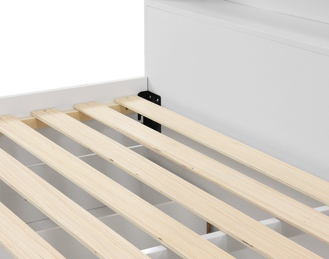 Lit avec rangements 160x200 cm sommier inclus bois Andrea