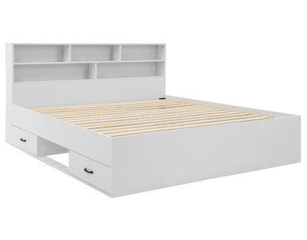 Lit avec rangements 180x200 cm sommier inclus bois Andrea