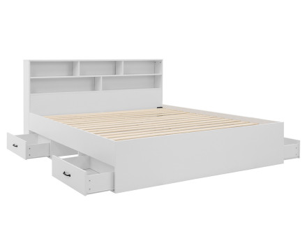 Lit avec rangements 180x200 cm sommier inclus bois Andrea