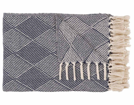 Plaid 130x180 cm motif géométrique en coton recyclé Mombosa