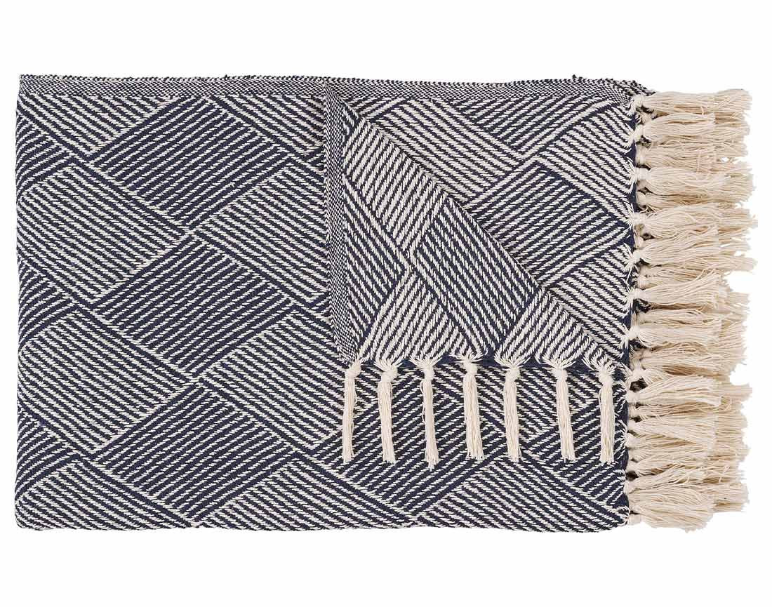 Plaid 130x180 cm motif géométrique en coton recyclé Mombosa