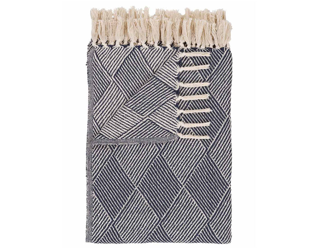 Plaid 130x180 cm motif géométrique en coton recyclé Mombosa