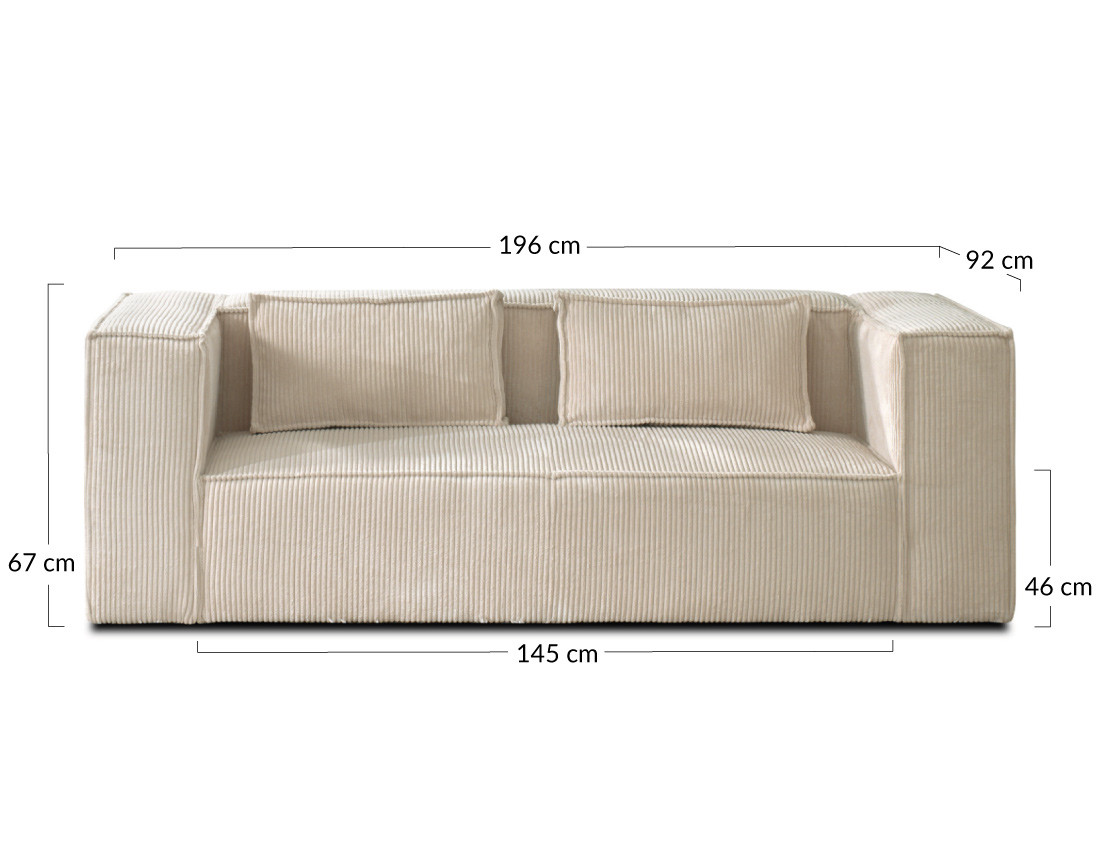 Stella - canapé fixe 2 places - en velours côtelé - style contemporain