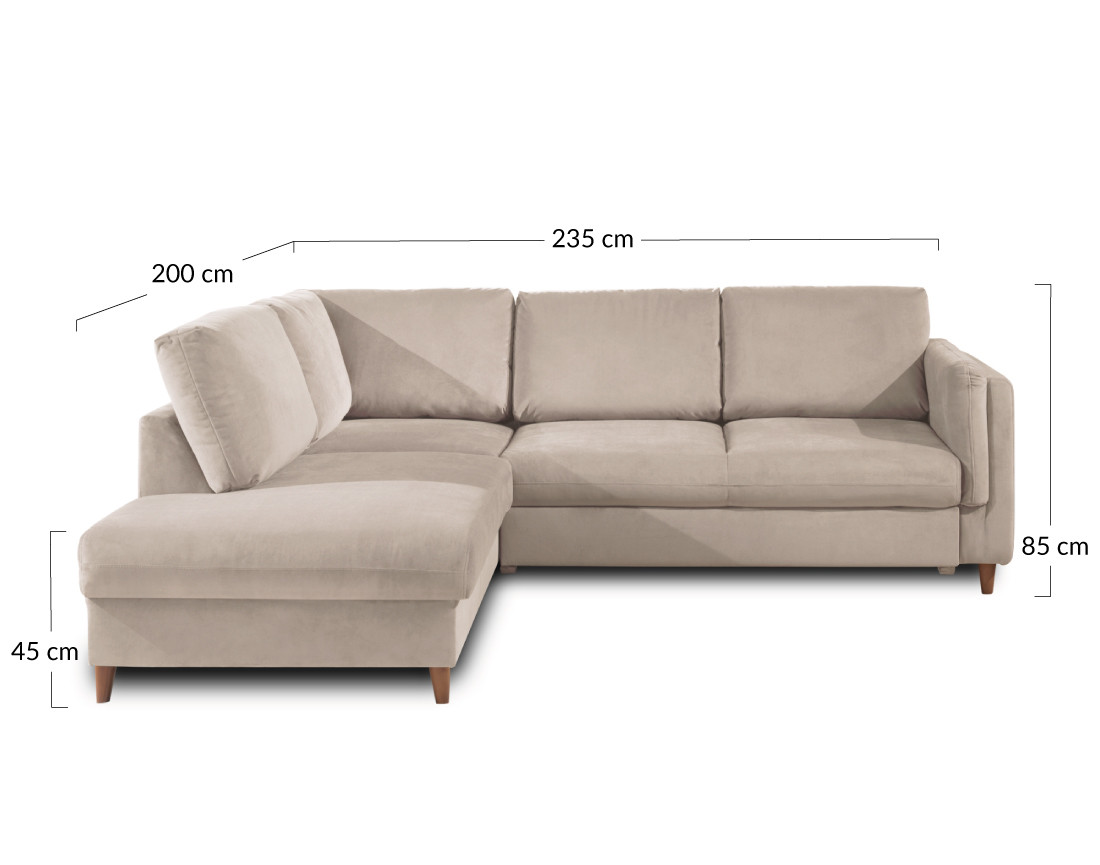 Canapé d'angle gauche convertible 5 places en velours Brooke