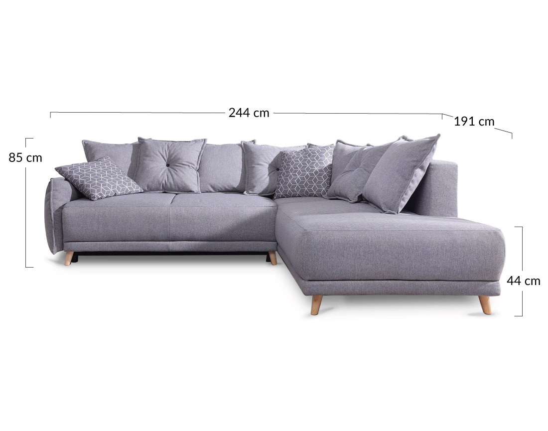 Lena - canapé d’angle droit café latte convertible au style scandinave