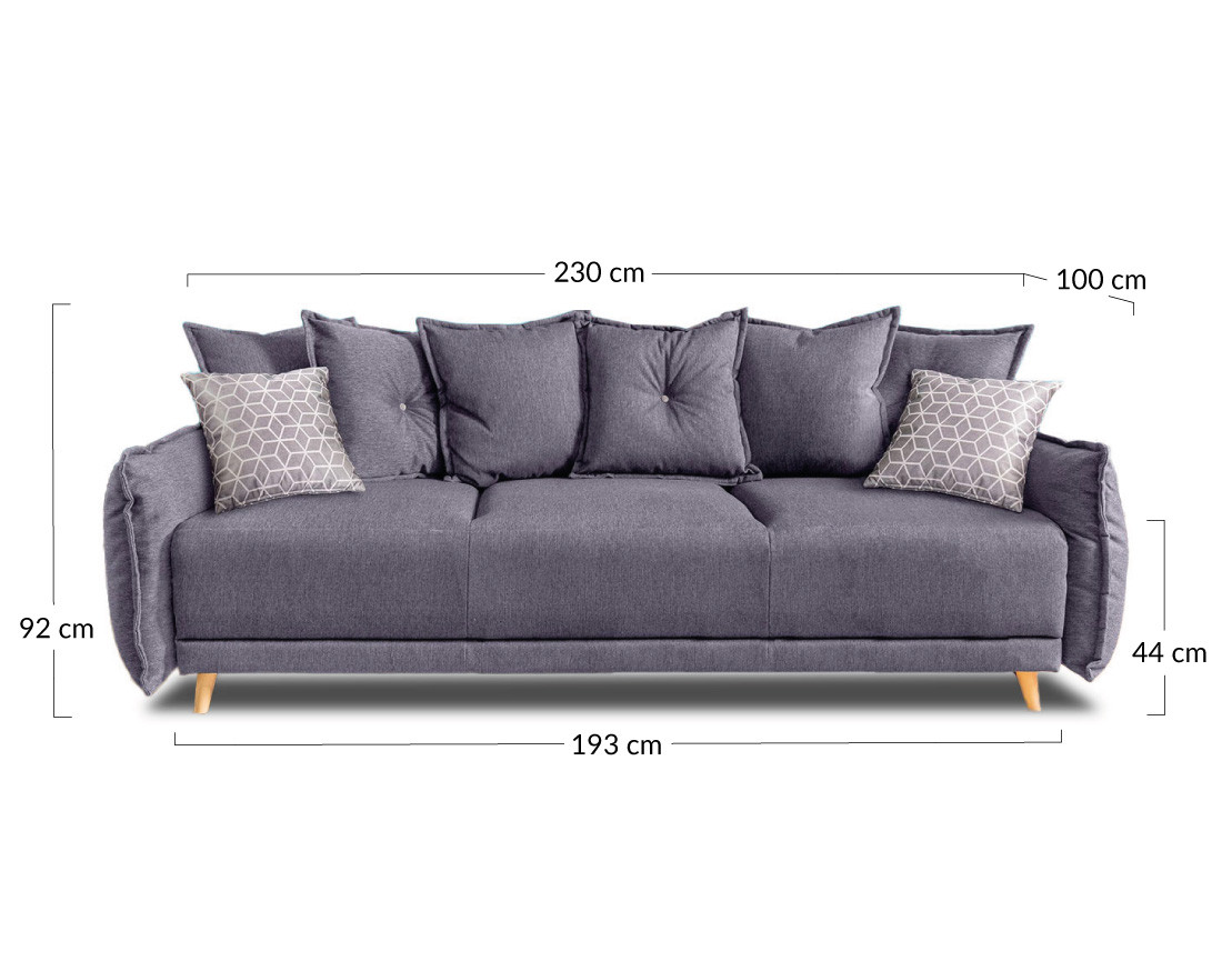 Lena - canapé 3 places convertible avec coffre au style scandinave