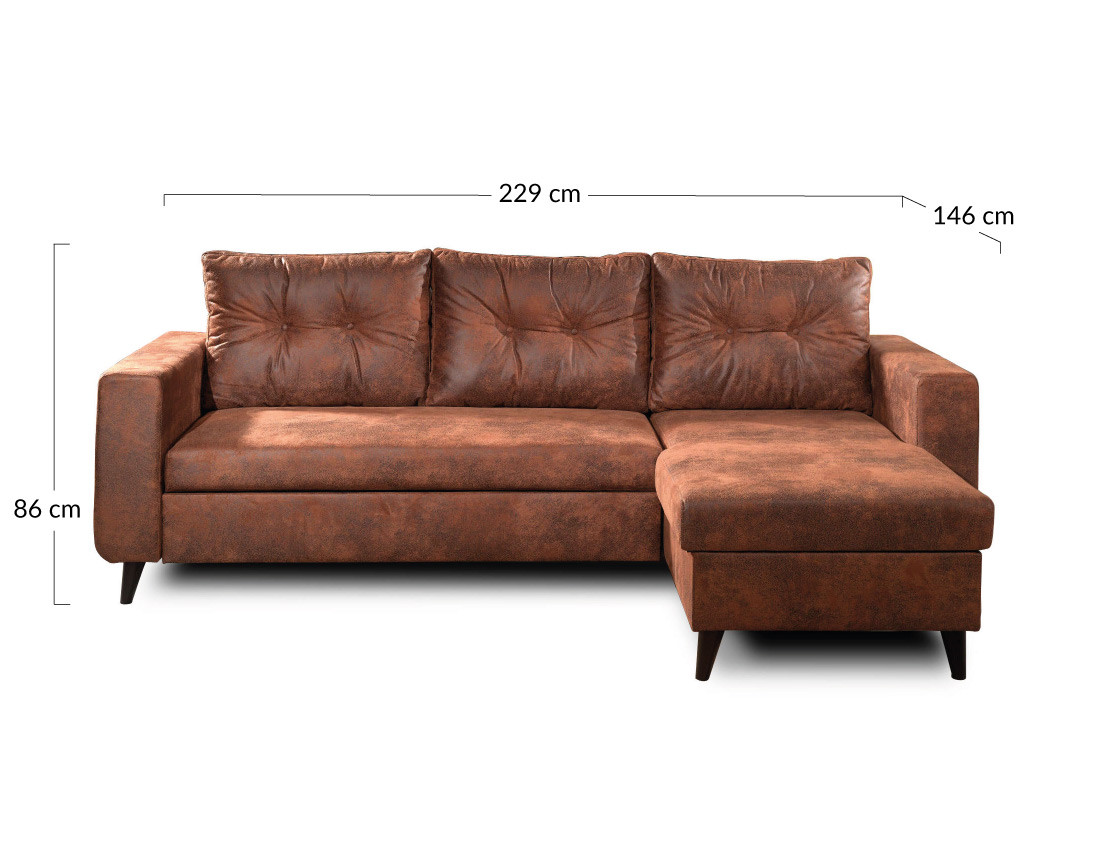 Nordic - canapé d'angle réversible convertible 4 places industriel