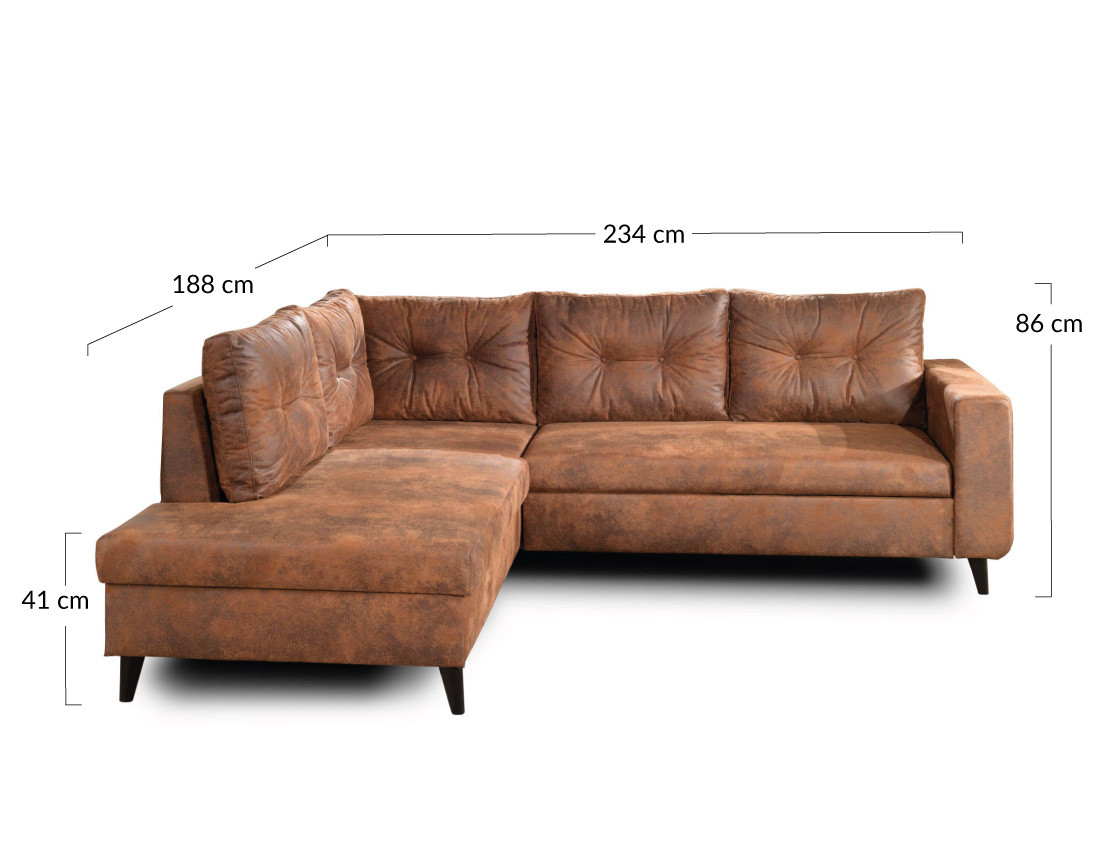 Nordic - canapé d'angle L convertible 5 places industriel vintage - gauche