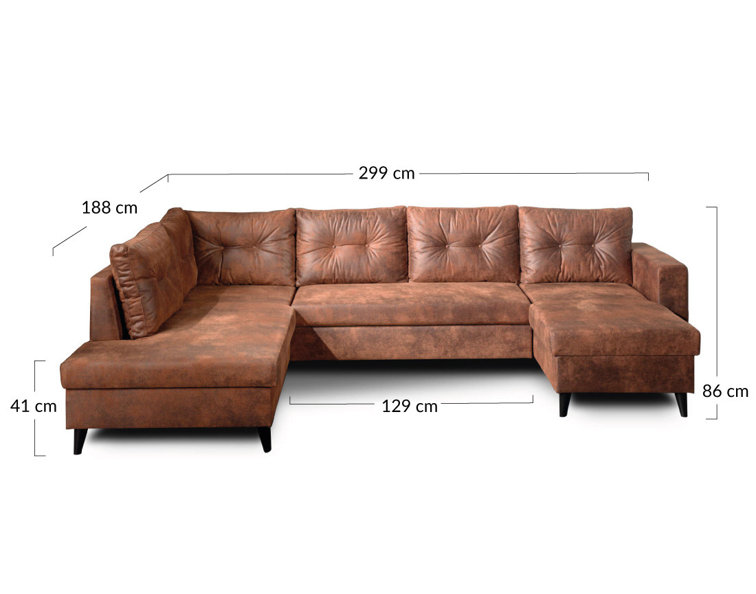 Nordic - canapé panoramique en U convertible industriel vintage - gauche