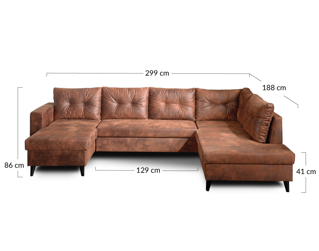 Nordic - canapé panoramique en U convertible industriel vintage - droit