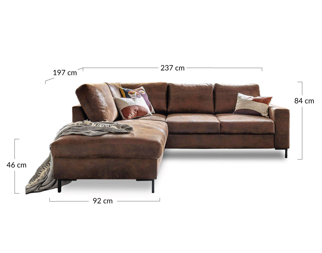 Canapé d'angle gauche 5 places convertible en microfibre Lilly