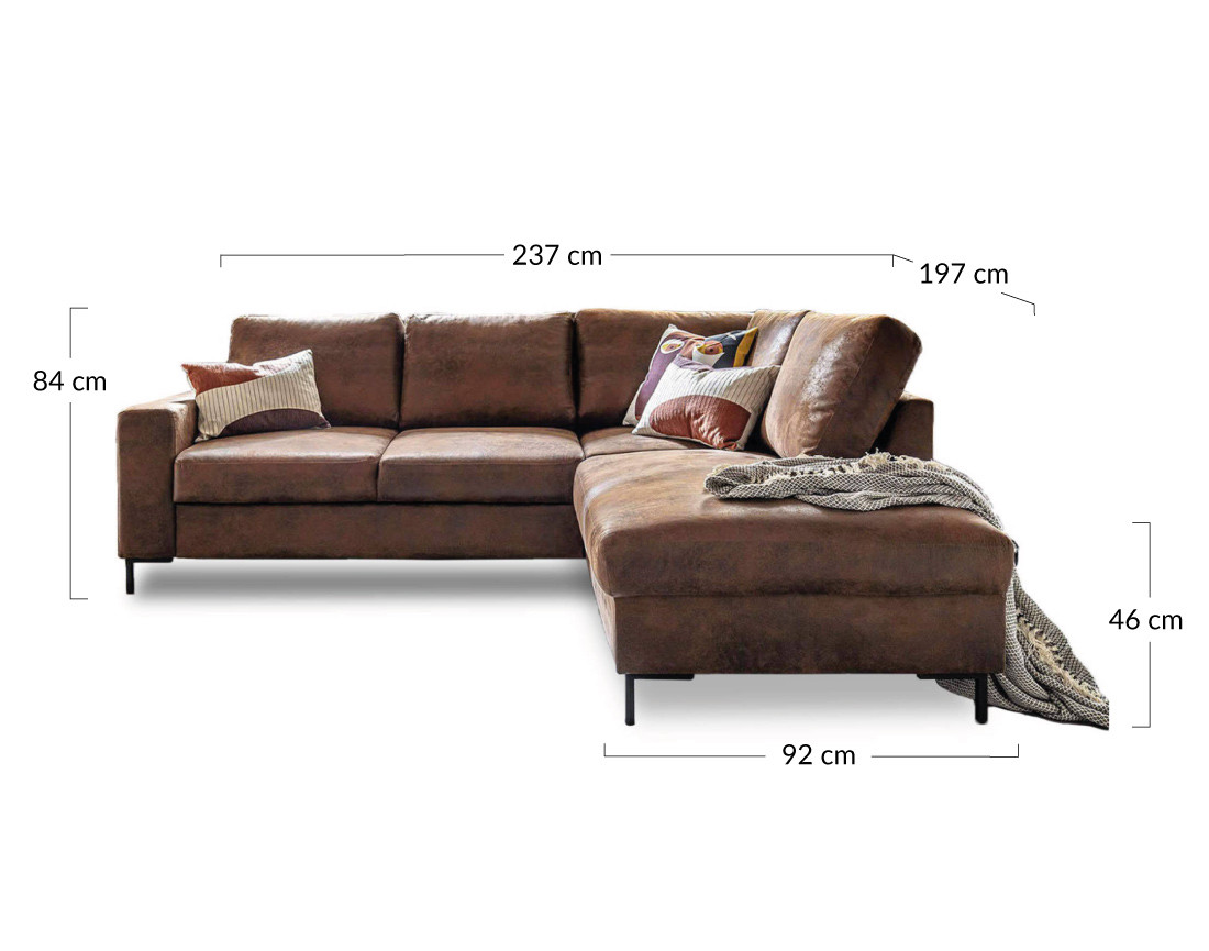 Canapé d'angle droit 5 places convertible en microfibre Lilly