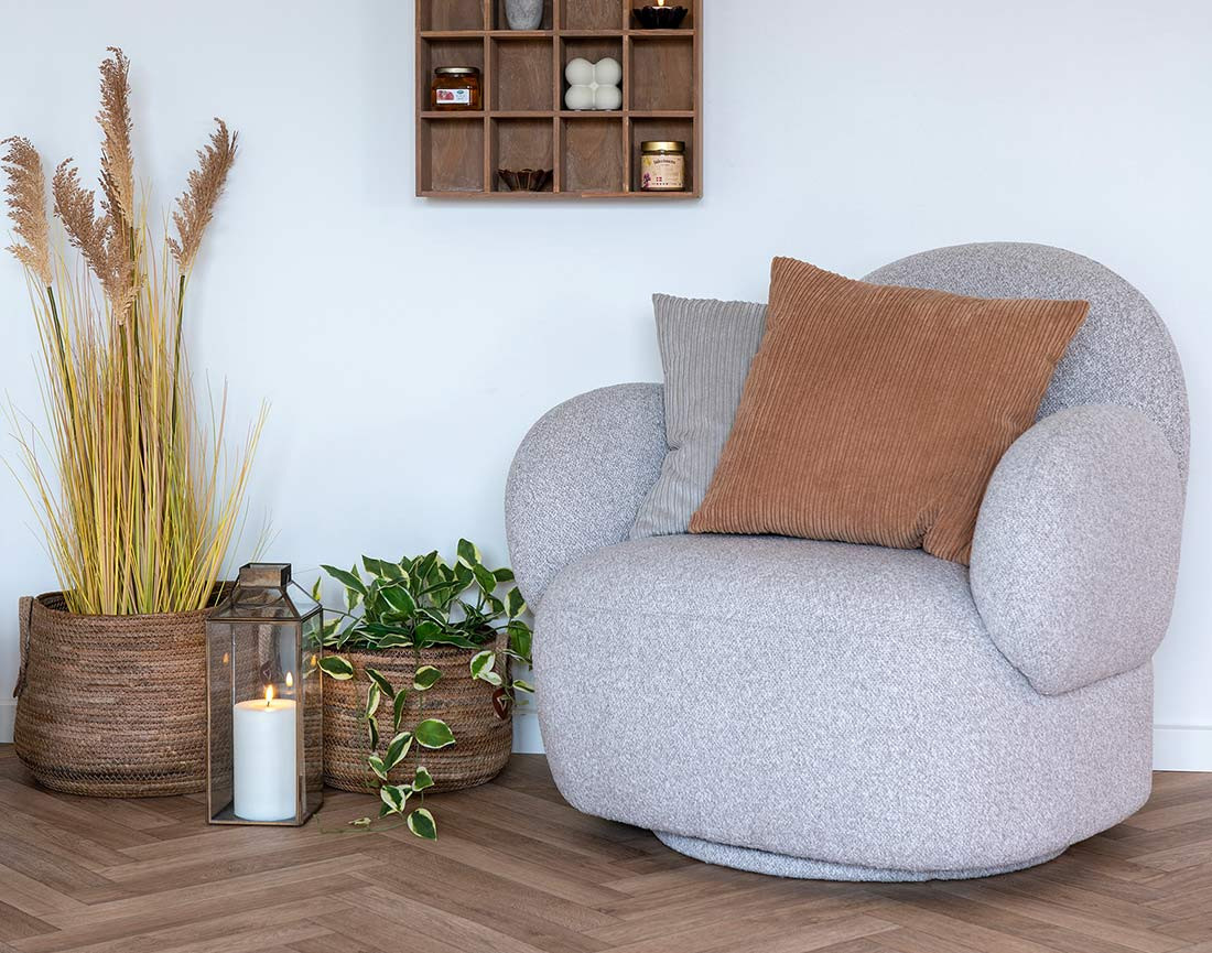 Fauteuil pivotant en tissu bouclette Javier