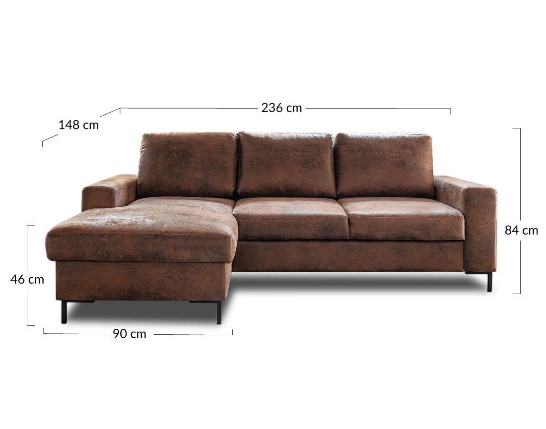 Lilly - Canapé d'angle gauche - 4 places - convertible avec coffre - en microfibre