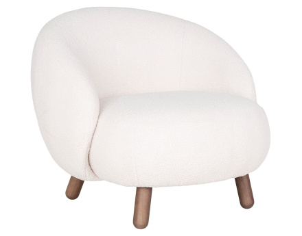 Fauteuil avec pieds en bois d'hévéa en tissu bouclette Nayeli