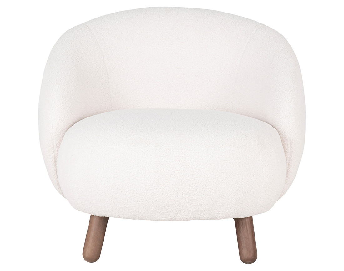 Fauteuil avec pieds en bois d'hévéa en tissu bouclette Nayeli