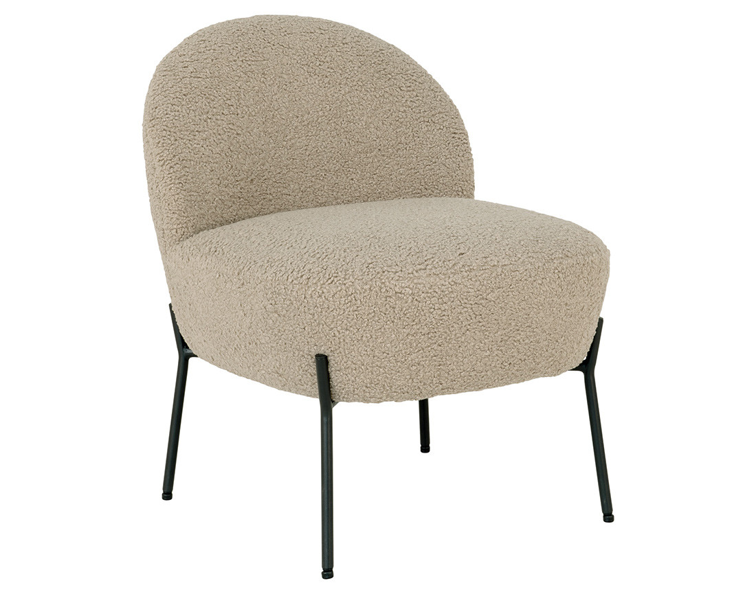 Fauteuil avec pieds en acier en tissu bouclette Renato