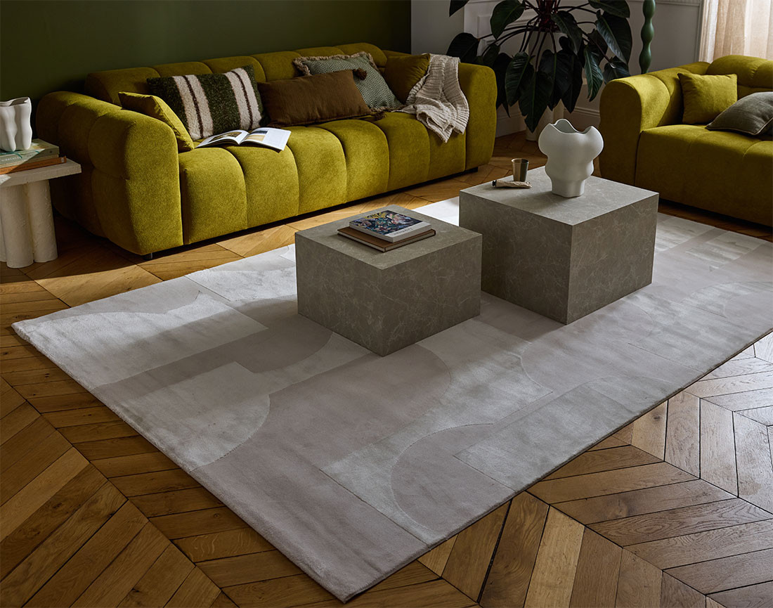 Tapis rectangulaire motif bohème taupe Telio