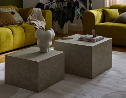 Lot de 2 tables basses marbre gris Fabio