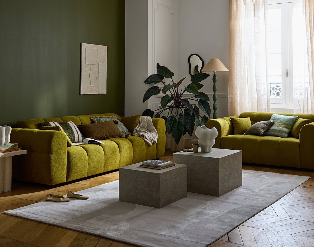 Lot de 2 tables basses marbre gris Fabio