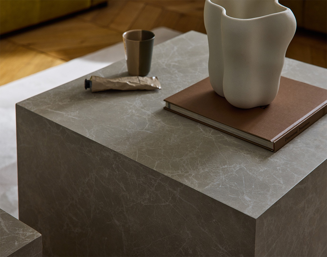 Lot de 2 tables basses marbre gris Fabio