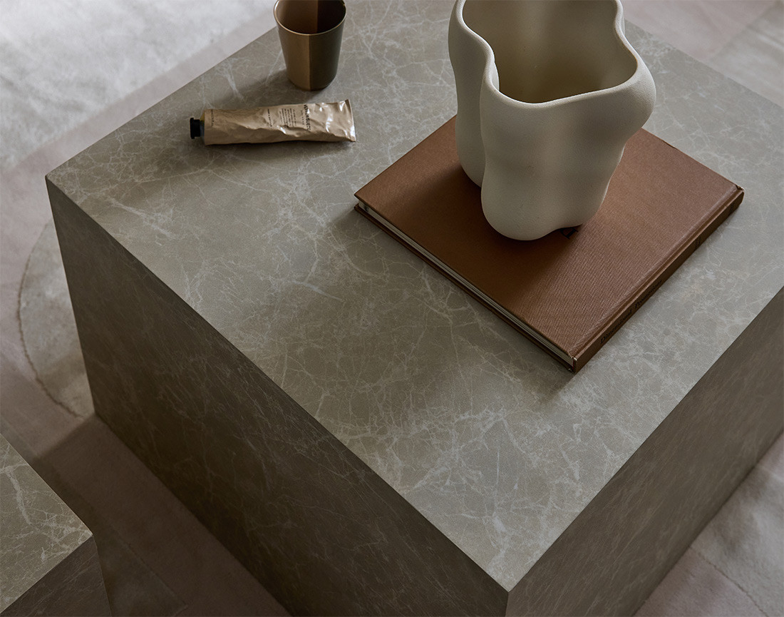 Lot de 2 tables basses marbre gris Fabio