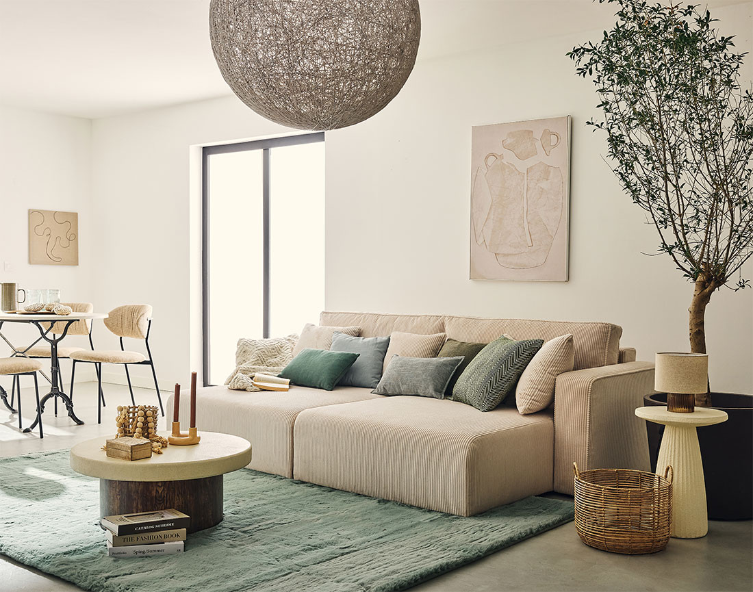 Tapis rectangulaire fausse fourrure vert sauge Joy