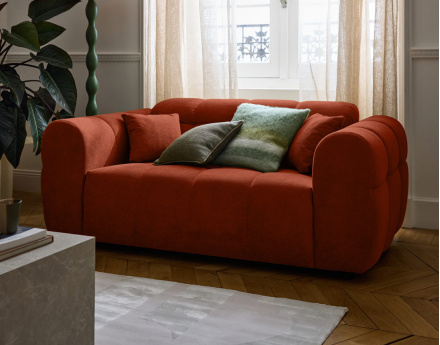 Canapé droit 2 places en tissu texturé Ray