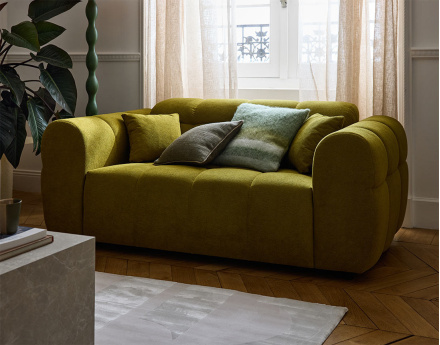 Canapé droit 2 places en tissu texturé Ray