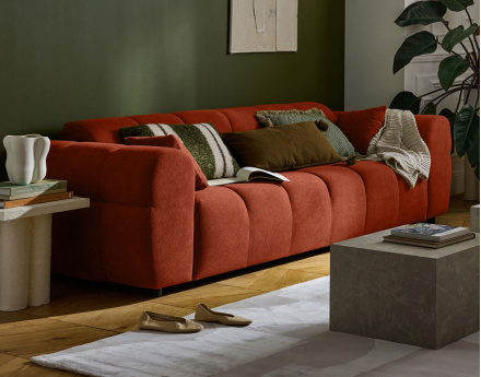 Canapé droit 3 places en tissu texturé Ray