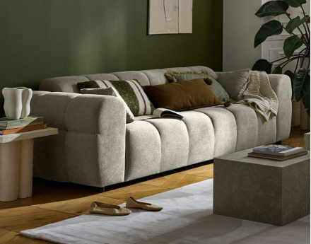 Canapé droit 3 places en tissu texturé Ray