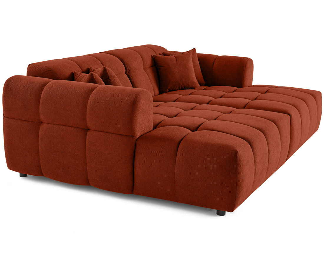 Canapé droit 4 places avec double méridienne en tissu texturé Ray