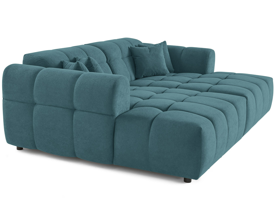 Canapé droit 4 places avec double méridienne en tissu texturé Ray