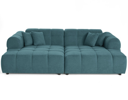 Canapé droit 4 places avec double méridienne en tissu texturé Ray