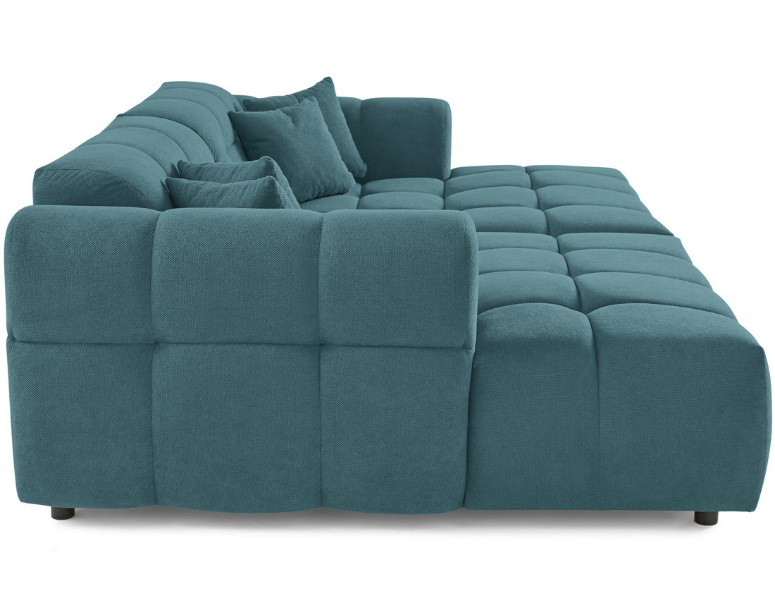 Canapé droit 4 places avec double méridienne en tissu texturé Ray