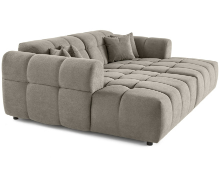 Canapé droit 4 places avec double méridienne en tissu texturé Ray