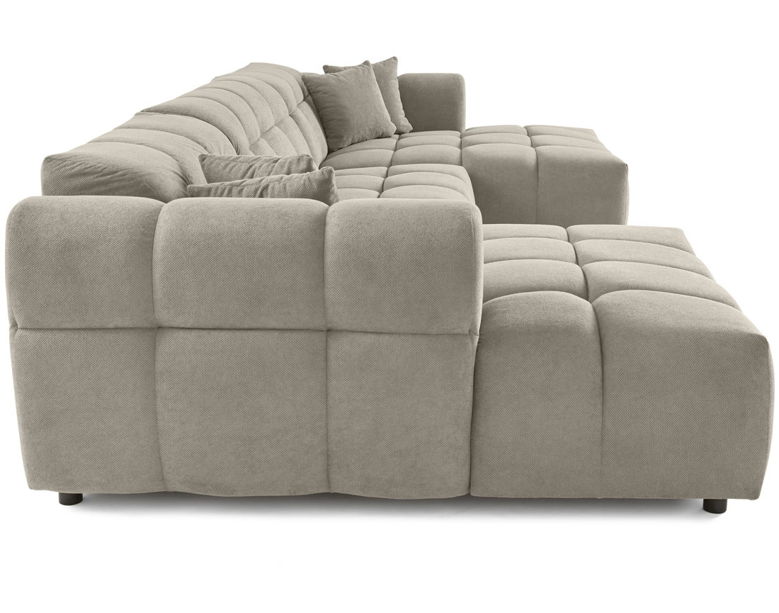 Canapé panoramique en U 7 places en tissu texturé Ray